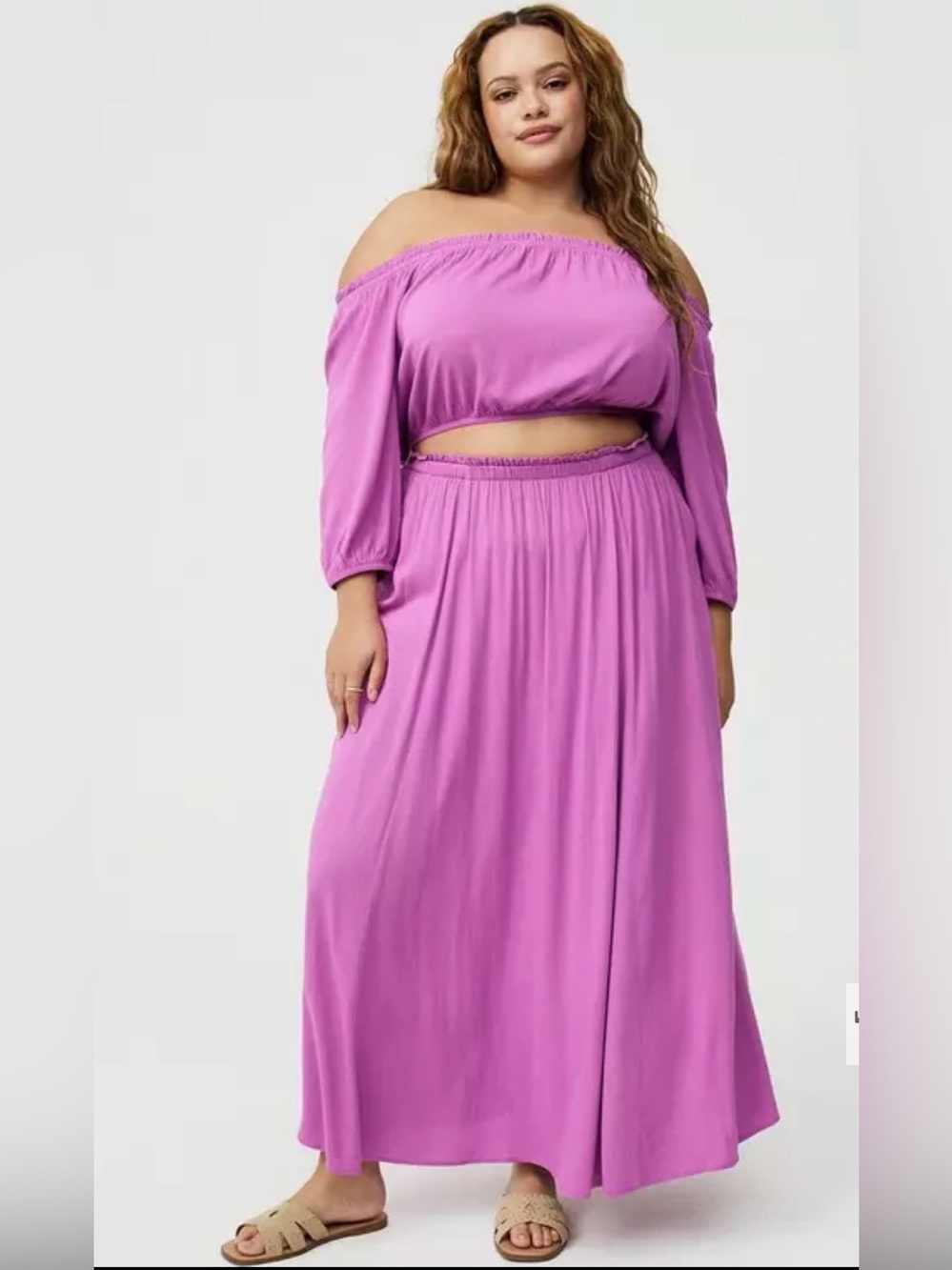 Torrid Plus Size Off-Shoulder Maxi Skirt in Orchid Purple NWT